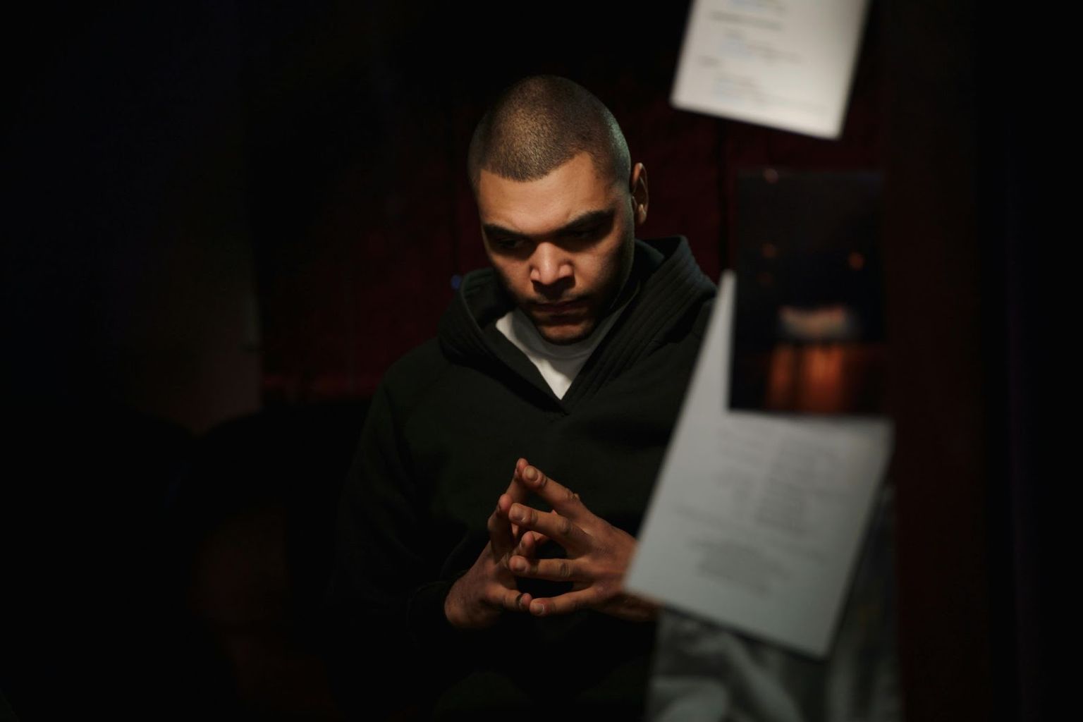 A concerned looking employee