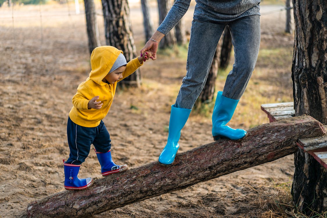 Mother and son together in nature