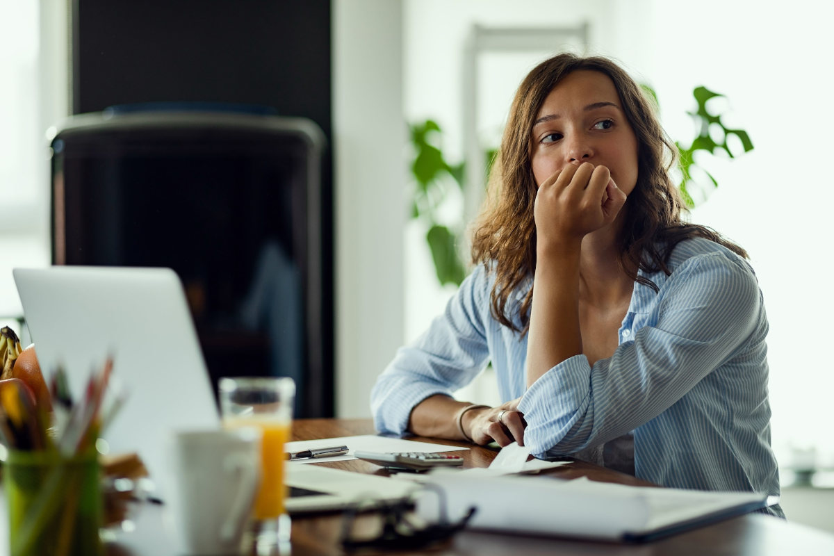 A worried looking employee